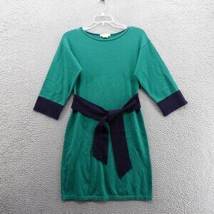 Boden Esmerelda Womens Sweater Dress Size 2 Green Blue Belted Wool Blend